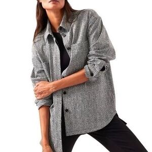 Athleta Black Gray‎ Braiden Textured Button Down Shirt Jacket Medium